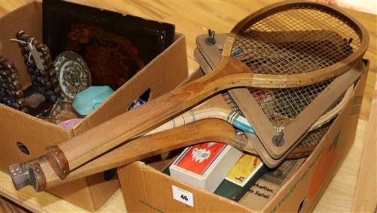 Tennis racquets and games etc